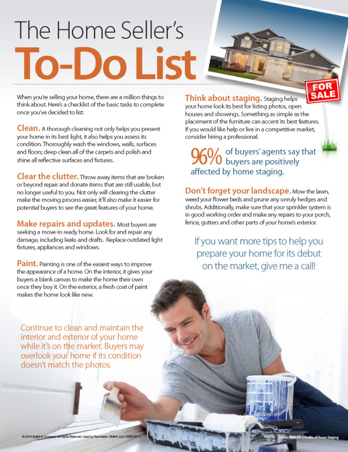 Home Sellers To Do List - What to do to Prepare Your Home For Sale