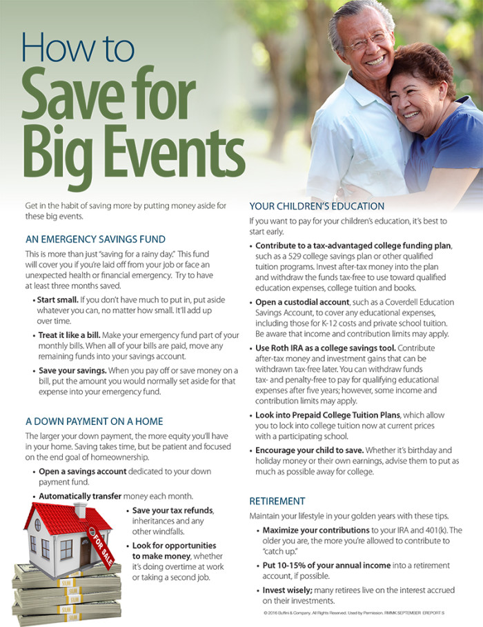 2016 Sept Save for Big Events